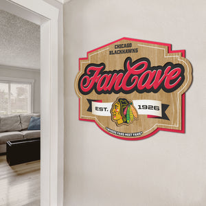 Chicago Blackhawks 3D Fan Cave Wood Sign