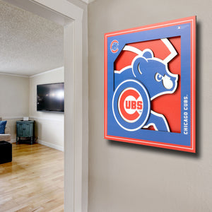 Chicago Cubs 3D Logo Series Wall Art - 12"x12"