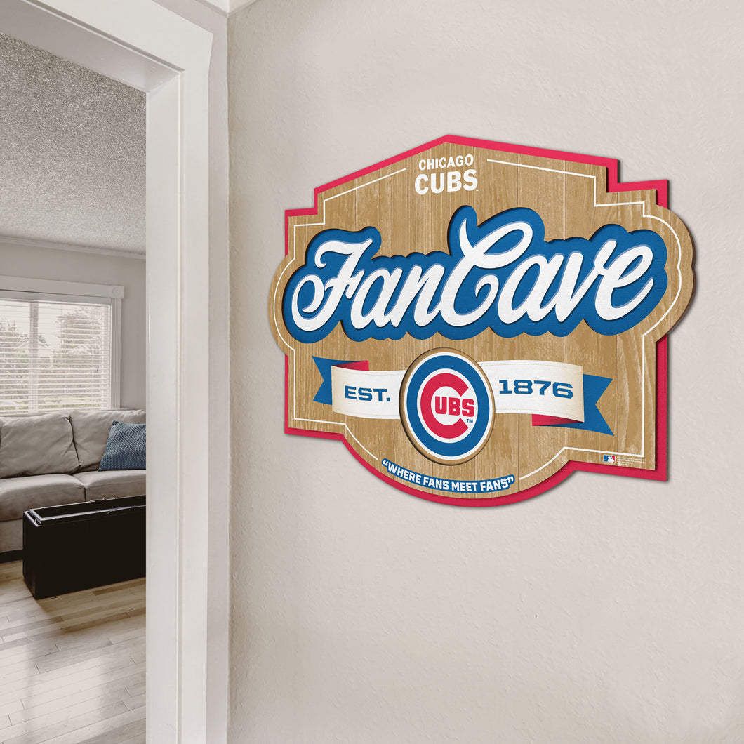 Chicago Cubs 3D Fan Cave Wood Sign