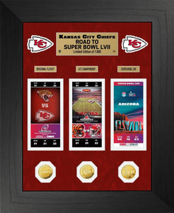 Kansas City Chiefs Road To Super Bowl LVII Championship Deluxe Gold Coin & Ticket Collection