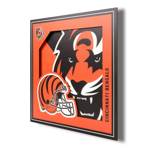 Cincinnati Bengals 3D Logo Series Wall Art - 12"x12"