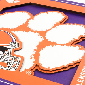 Clemson Tigers 3D Logo Series Wall Art - 12"x12"