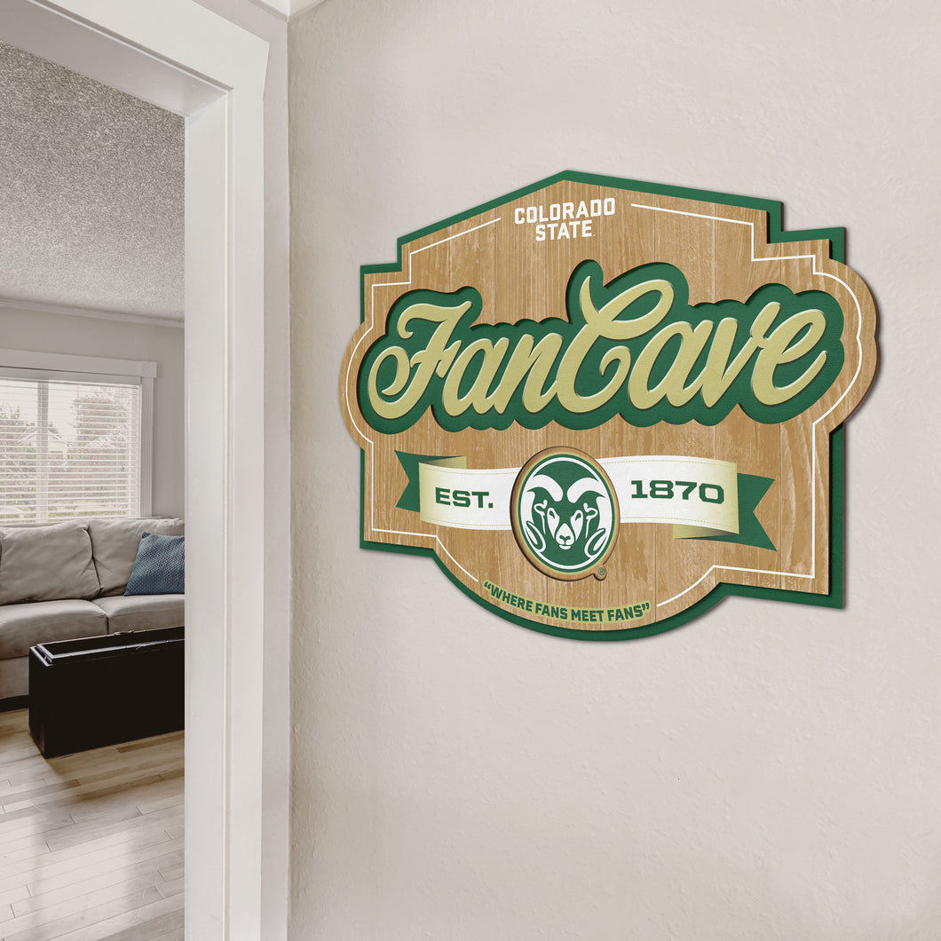 Colorado State Rams 3D Fan Cave Wood Sign