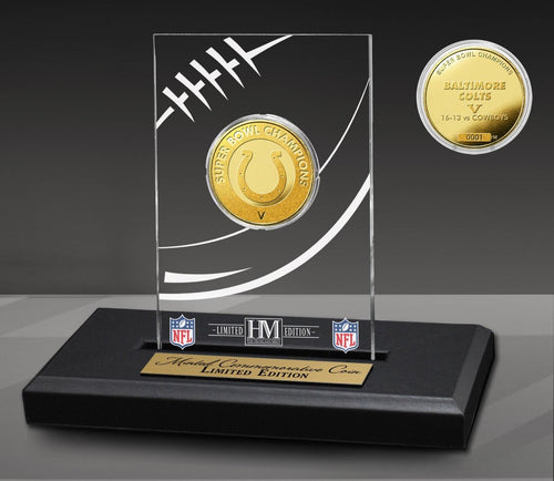 Baltimore Colts Super Bowl 5 Champions Gold Coin With Acrylic Display