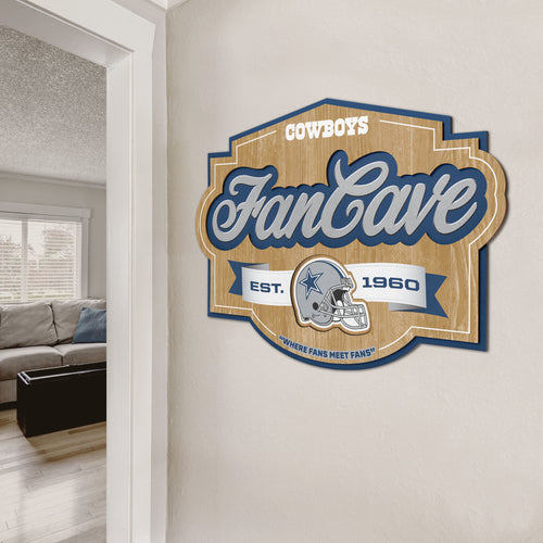 Dallas Cowboys 3D Fan Cave Wood Sign