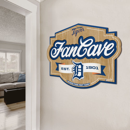 Detroit Tigers 3D Fan Cave Wood Sign