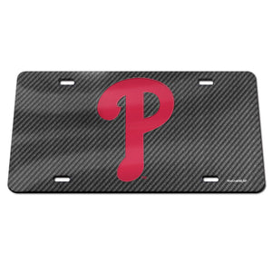 Philadelphia Phillies Carbon Fiber Chrome Acrylic License Plate