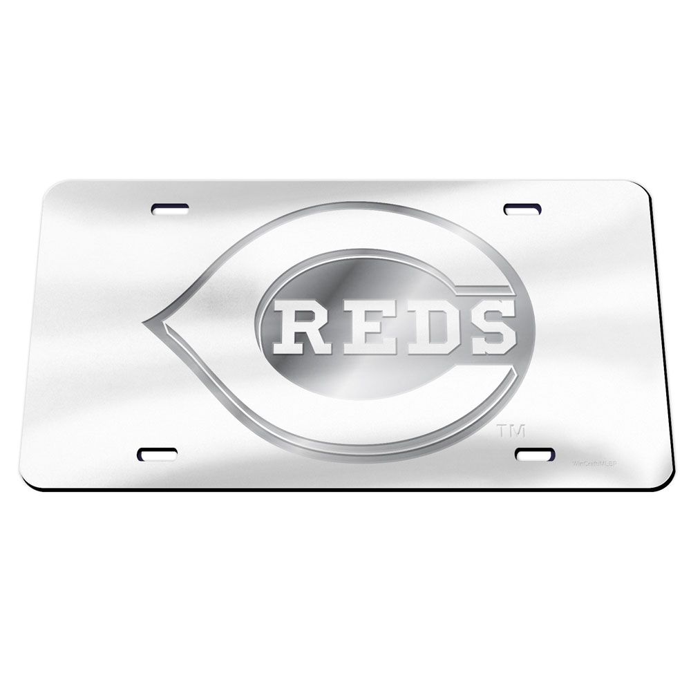 Cincinnati Reds Frosted Chrome Acrylic License Plate