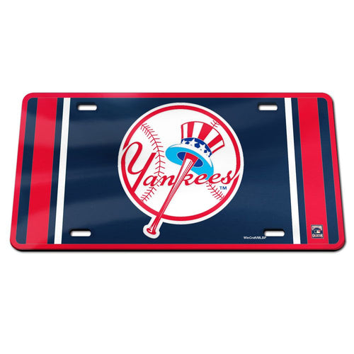 New York Yankees Retro Logo Chrome Acrylic License Plate
