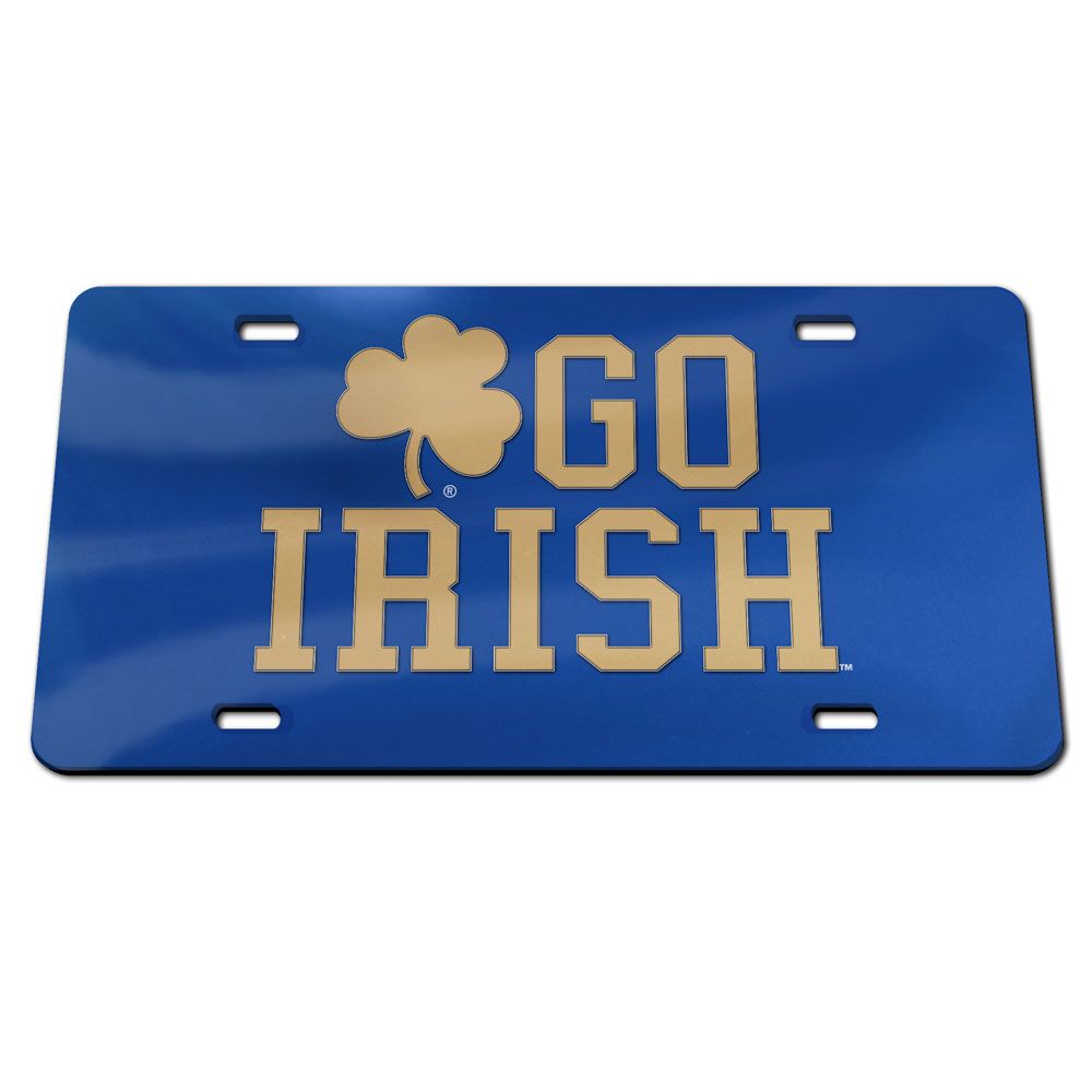 Notre Dame Fighting Irish Chrome Acrylic License Plate Go Irish