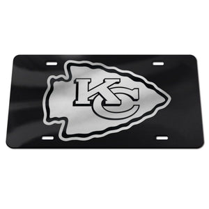 Kansas City Chiefs Black Chrome Acrylic License Plate