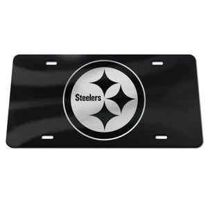 Pittsburgh Steelers Logo Black Chrome Acrylic License Plate