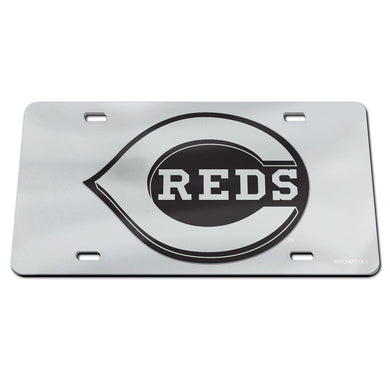 Cincinnati Reds Chrome Black Acrylic License Plate