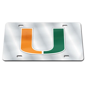 Miami Hurricanes Chrome Acrylic License Plate