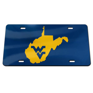 West Virginia Mountaineers State Blue Chrome License Plate