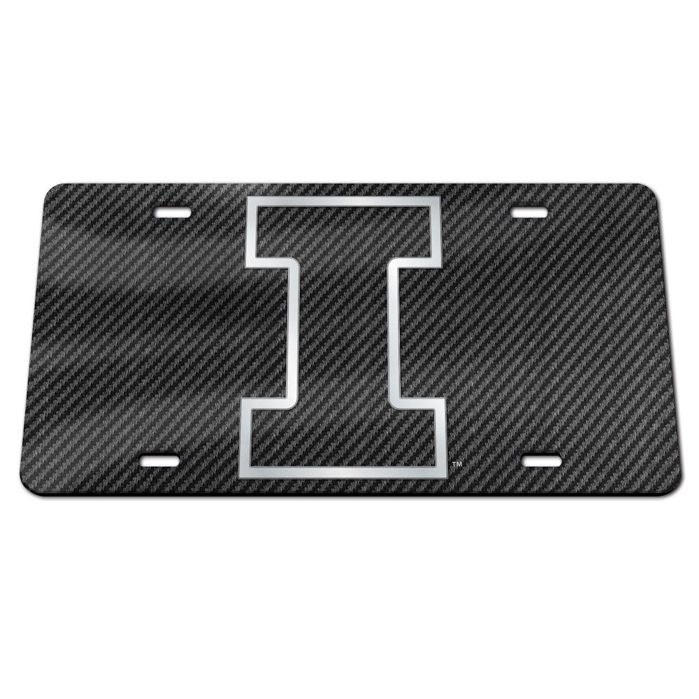Illini Fighting Illini Carbon Fiber Acrylic License Plate
