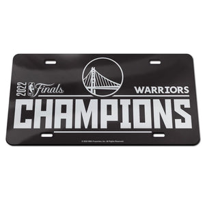 Golden State Warriors 2022 NBA Champions Black Metallic Laser Cut Acrylic License Plate