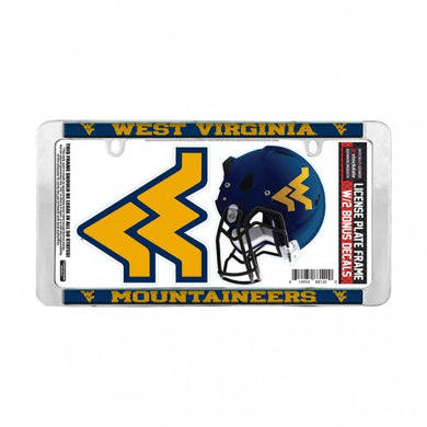 West Virginia Mountaineers Chrome Thin License Plate Frame FREE Decals