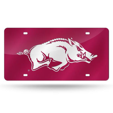 Arkansas Razorbacks Red Chrome Laser Tag License Plate