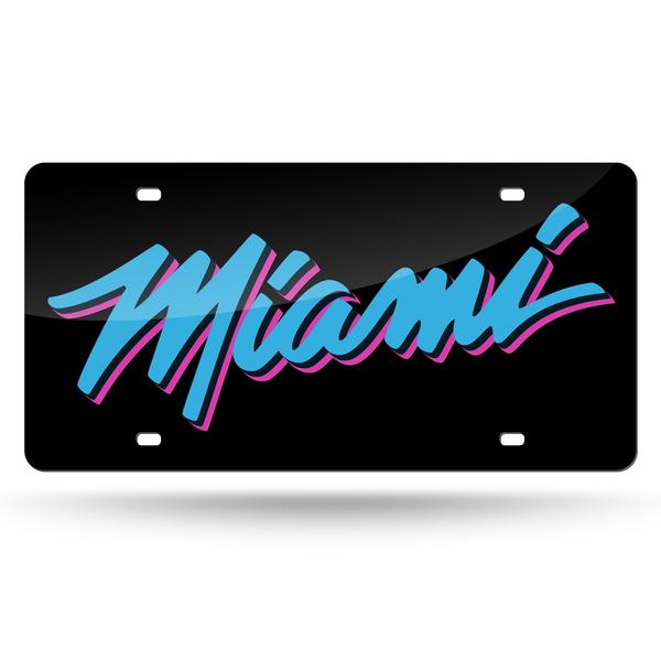 Miami Heat Vice Nights Black Chrome Laser Tag License Plate