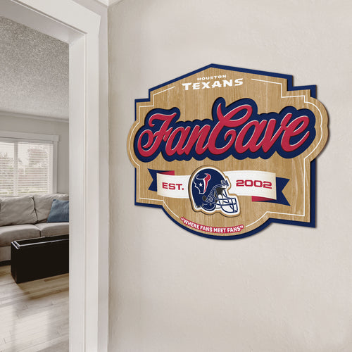 Houston Texans 3D Fan Cave Wood Sign