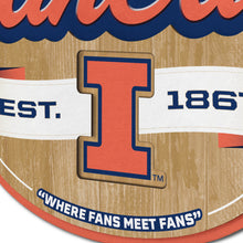 Illinois Fighting Illini 3D Fan Cave Wood Sign