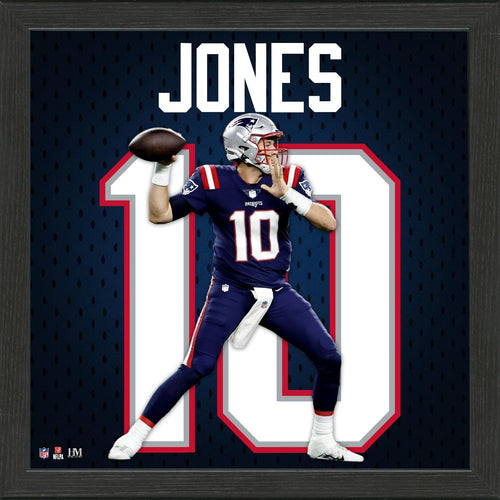 Mac Jones New England Patriots Impact Jersey Frame