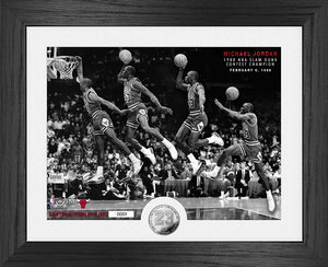 Michael Jordan Chicago Bulls 1988 NBA Slam Dunk Champion Silver Coin Photo Mint