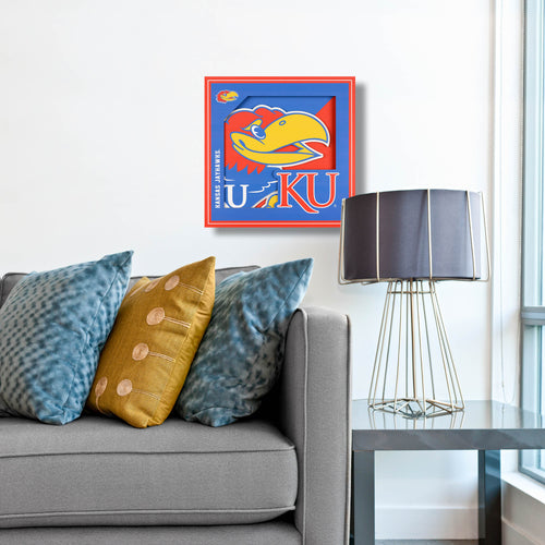 Kansas Jayhawks 3D Logo Series Wall Art - 12