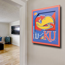 Kansas Jayhawks 3D Logo Series Wall Art - 12"x12"
