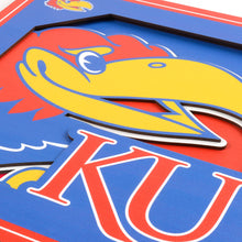 Kansas Jayhawks 3D Logo Series Wall Art - 12"x12"