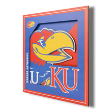 Kansas Jayhawks 3D Logo Series Wall Art - 12"x12"