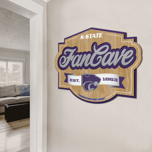 Kansas State Wildcats 3D Fan Cave Wood Sign