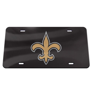 New Orleans Saints Black Chrome Acrylic License Plate
