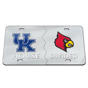 Kentucky Wildcats House Divided Louisville Cardinals Chrome Acrylic License Plate