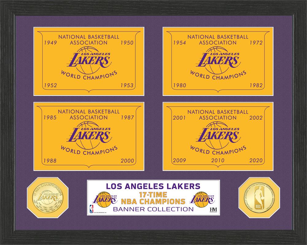 Los Angeles Lakers 17-Time Champions Bronze Coin Banner Collection