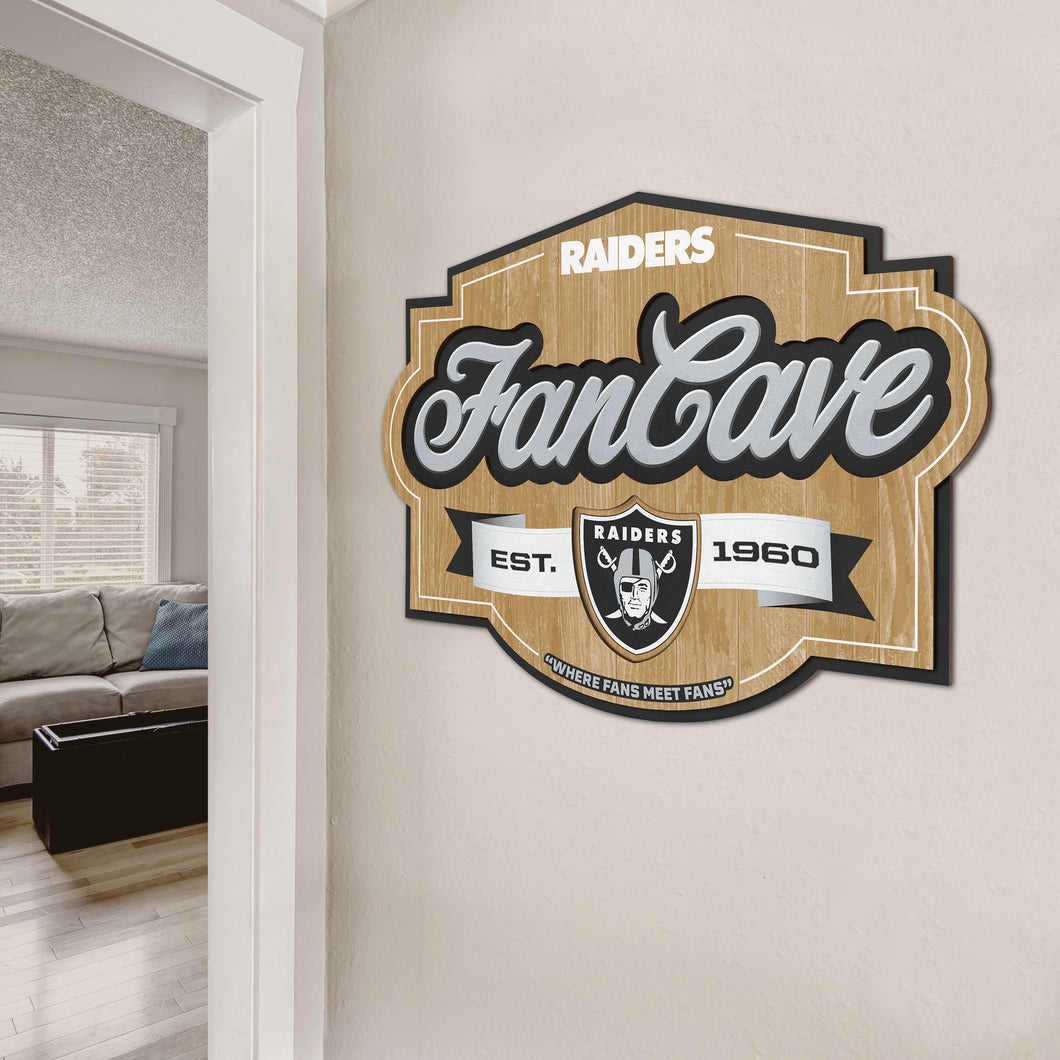 Las Vegas Raiders 3D Fan Cave Wood Sign