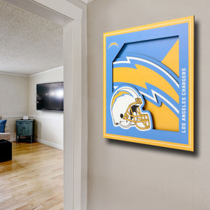 Los Angeles Chargers 3D Logo Series Wall Art - 12"x12"