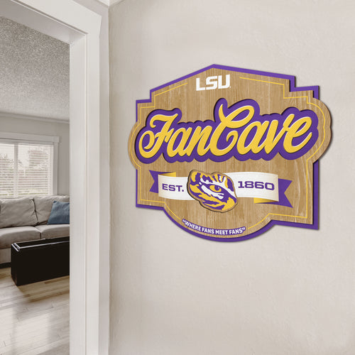 LSU Tigers 3D Fan Cave Wood Sign