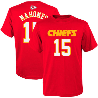 Patrick Mahomes Kansas City Chiefs #15  Red Youth Player Name & Number Shirt