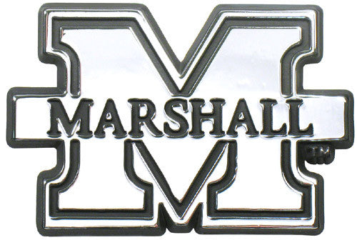 marshall thundering herd chrome car emblem, marshall chrome auto emblem