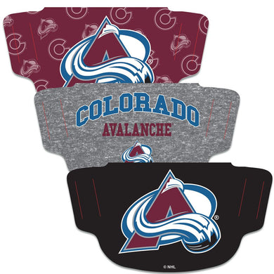 Colorado Avalanche Fan Mask Adult Face Covering 3-Pack