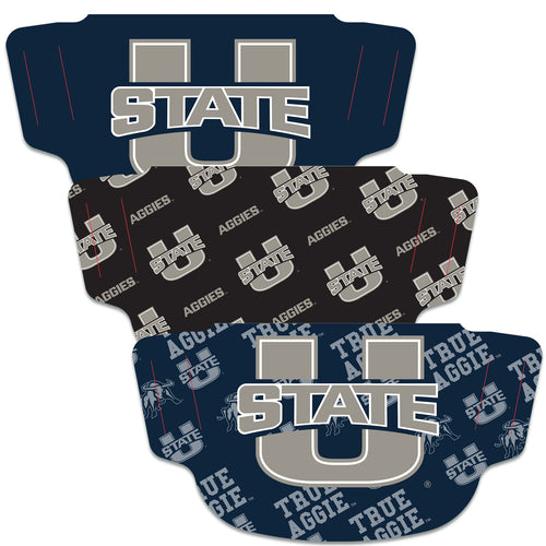 Utah State Aggies Fan Mask Adult Face Covering 3-Pack