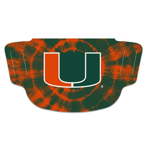 Miami Hurricanes Fan Mask Adult Face Covering Tie Dyed