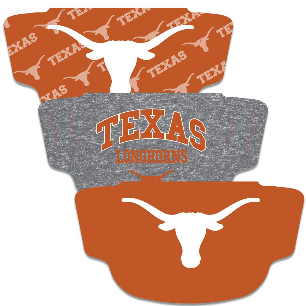 Texas Longhorns Fan Mask Adult Face Covering 3 Pack