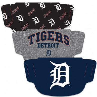 Detroit Tigers Fan Mask Adult Face Covering 3-Pack