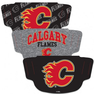 Calgary Flames Fan Mask Adult Face Covering 3-Pack