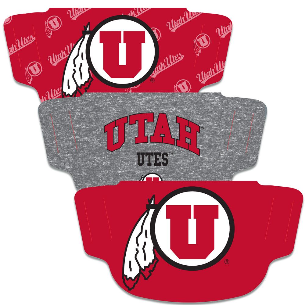 Utah Utes Fan Mask Adult Face Covering 3-Pack