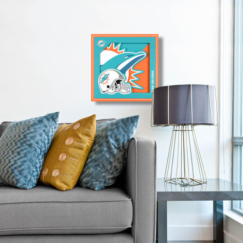 Miami Dolphins 3D Logo Series Wall Art - 12