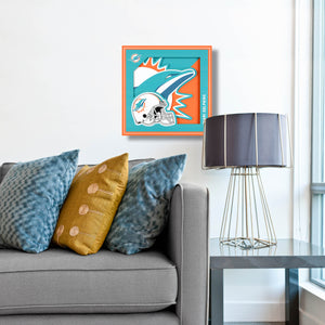 Miami Dolphins 3D Logo Series Wall Art - 12"x12"